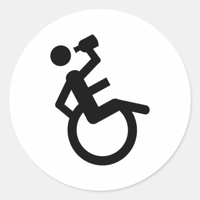 wheelchair boozer wheel chair classic round sticker (Front)