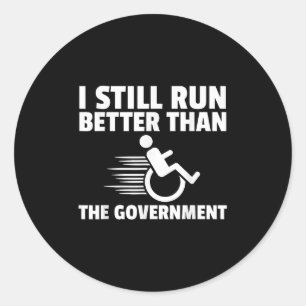 Wheelchair Disability Gift Funny Handicap Classic Round Sticker
