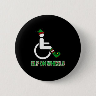 Wheelchair Elf Funny Christmas Disability Humor 6 Cm Round Badge