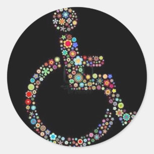wheelchair_funky_zazzle.jpeg classic round sticker