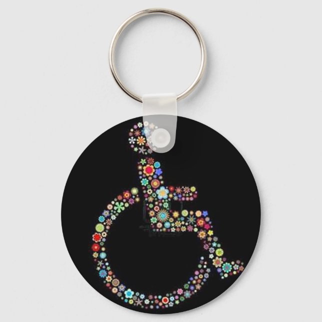 wheelchair_funky_zazzle.jpeg key ring (Front)