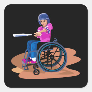 Wheelchair Girl Ball.png Square Sticker