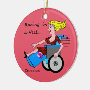 Wheelchair Girl in Heel Amputee Ornament