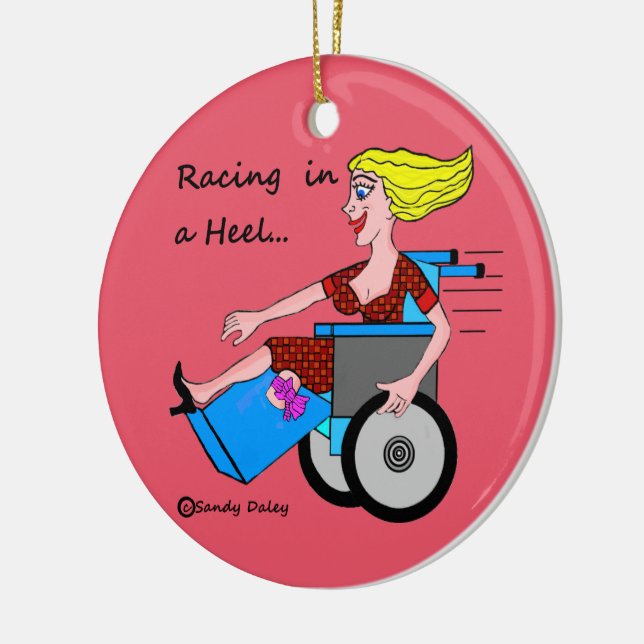 Wheelchair Girl in Heel Amputee Ornament (Left)