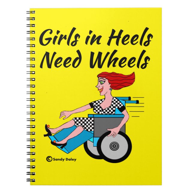 Wheelchair Girl Redhead on a Roll Notebook (Front)