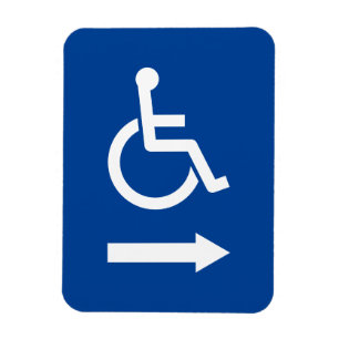 Wheelchair handicap sign with arrow flexible magnet