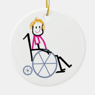 Wheelchair Kid Ceramic Tree Decoration