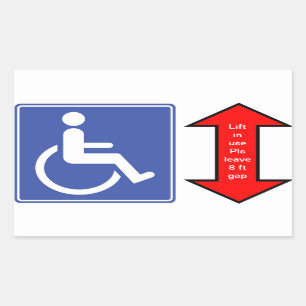 "Wheelchair Lift in Use" Rectangular Sticker