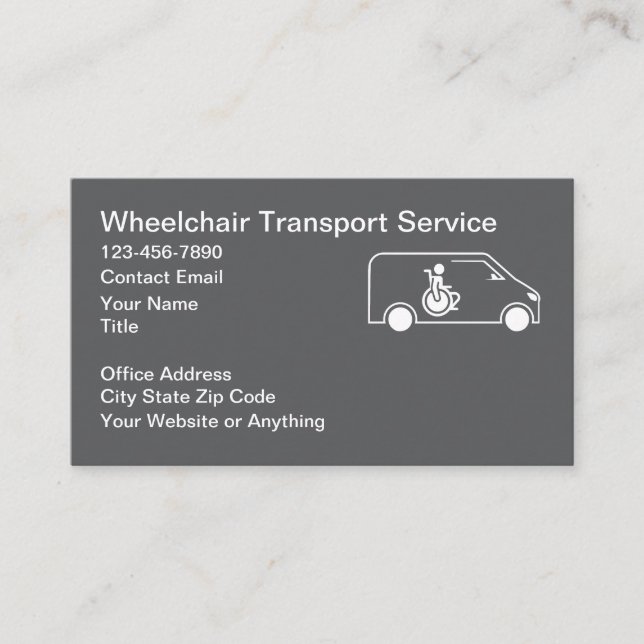 Wheelchair Medical Transport Business Cards (Front)