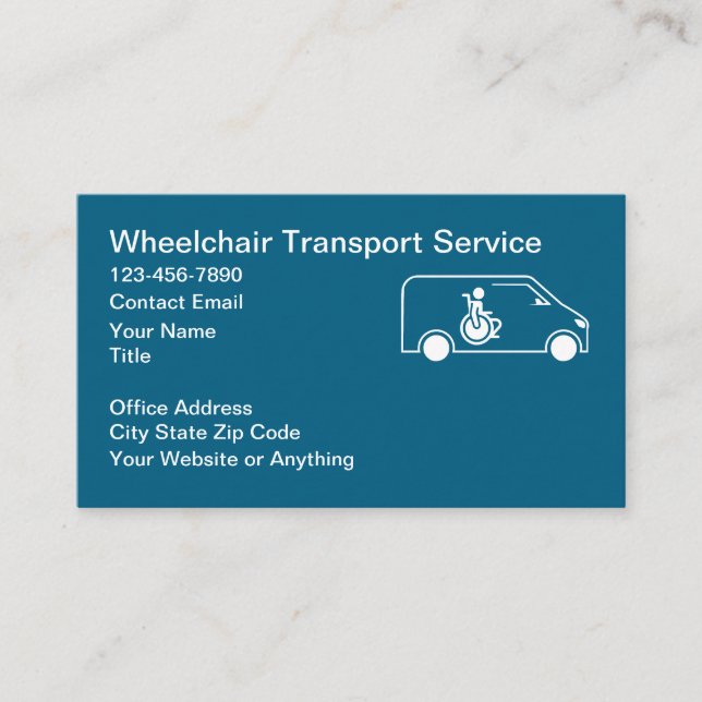 Wheelchair Medical Transport Business Cards (Front)