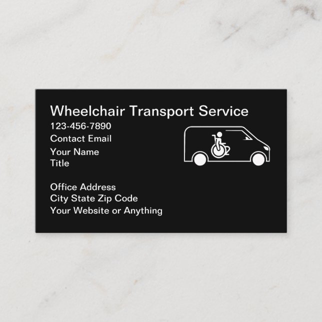 Wheelchair Medical Transport Business Cards (Front)