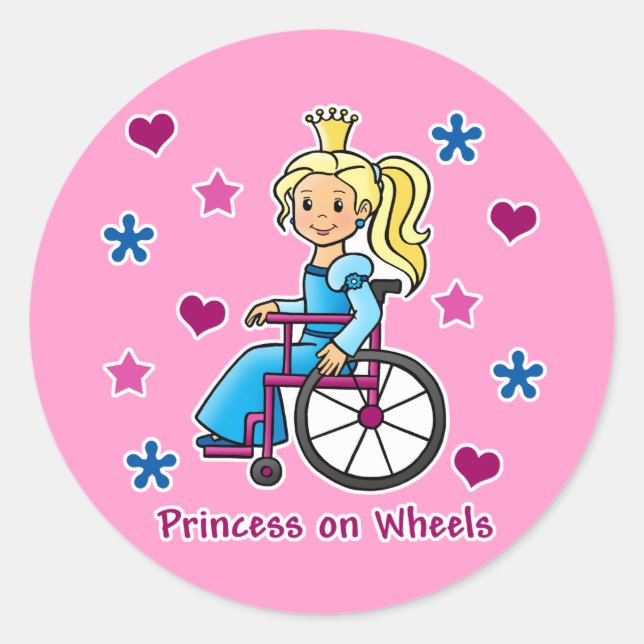 Wheelchair Princess Classic Round Sticker (Front)