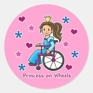 Wheelchair Princess Classic Round Sticker
