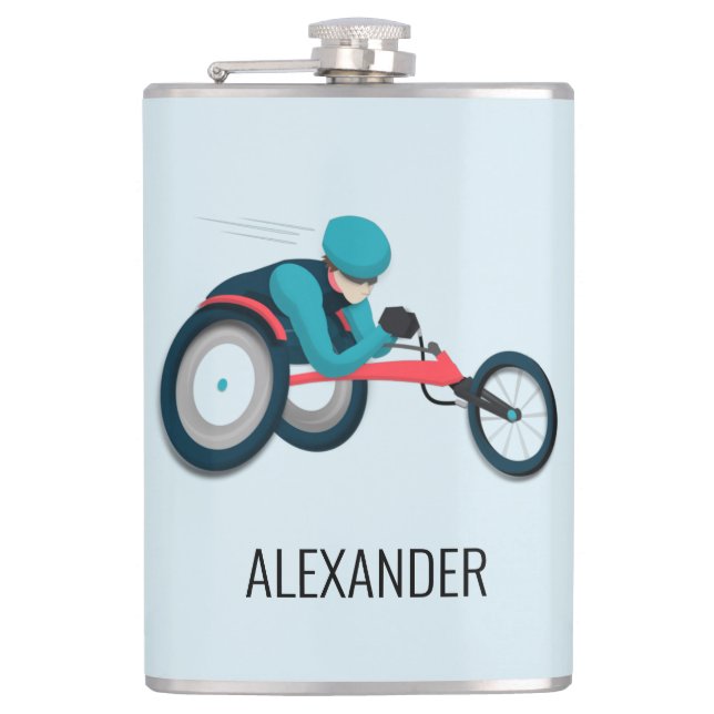 Wheelchair Racing Hip Flask (Front)