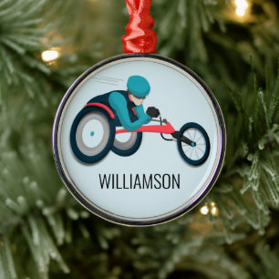 Wheelchair Racing Metal Tree Decoration