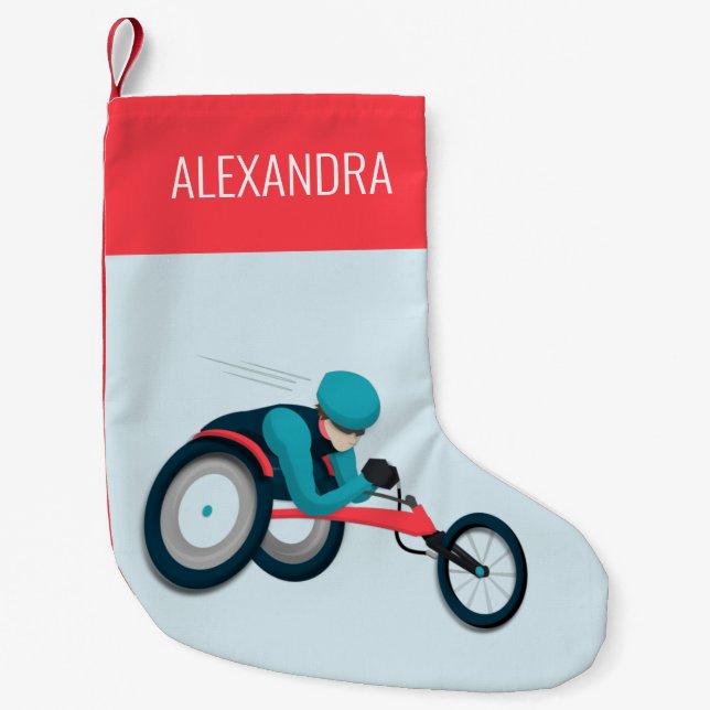 Wheelchair Racing Small Christmas Stocking (Front)