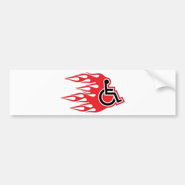 Wheelchair rocket flames bumper sticker (Front)
