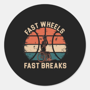 Wheelchair Sketll Player Disabled Disability Handi Classic Round Sticker