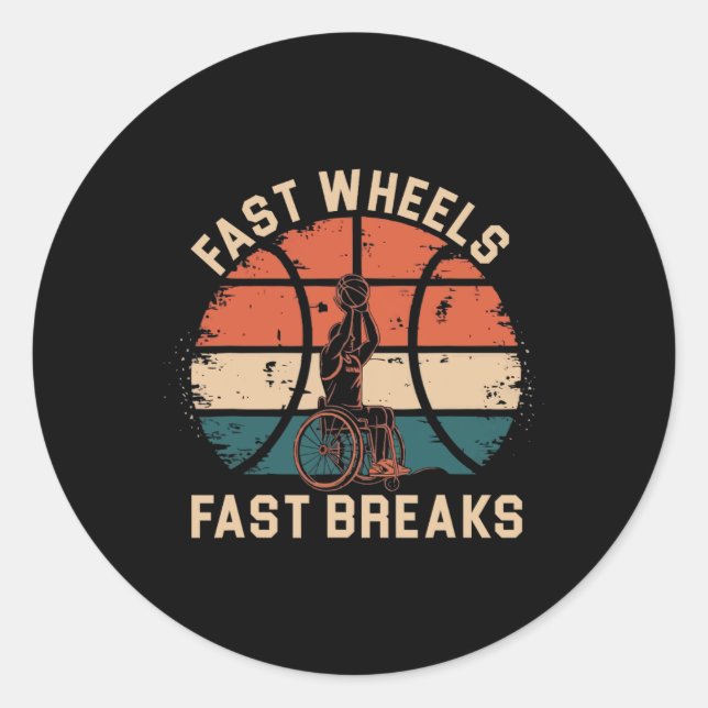 Wheelchair Sketll Player Disabled Disability Handi Classic Round Sticker (Front)