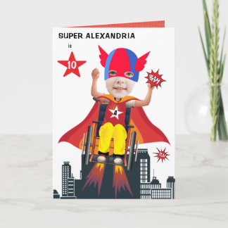 Wheelchair Superhero Girl 💥 Flying Hero Birthday  Card
