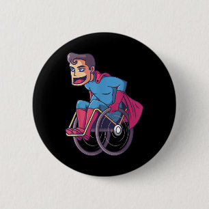 Wheelchair Superhero I Amputee Handicap Disability 6 Cm Round Badge