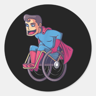 Wheelchair Superhero I Amputee Handicap Disability Classic Round Sticker