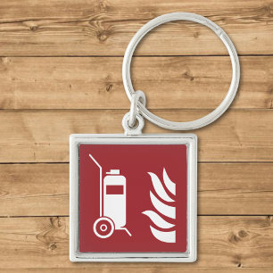 Wheeled Fire Extinguisher Safety Sign Key Ring