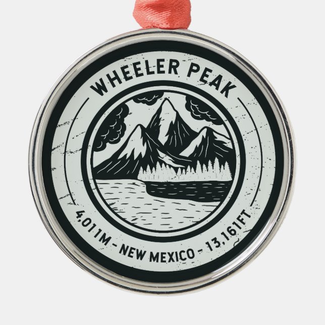 Wheeler Peak New Mexico Hiking Skiing Travel Metal Tree Decoration (Front)