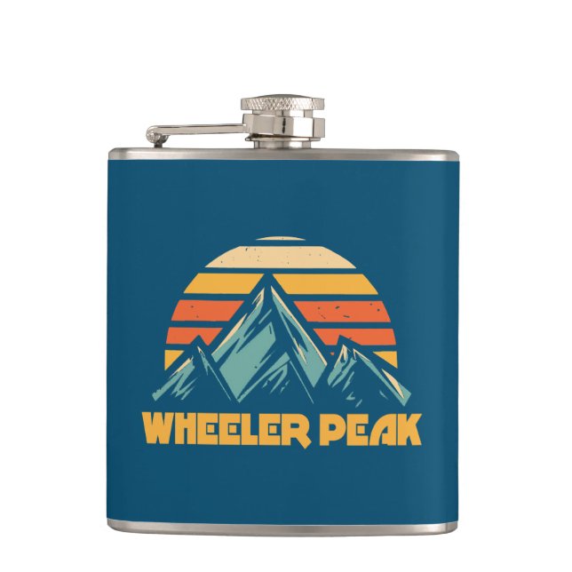 Wheeler Peak New Mexico Retro Turquoise Hip Flask (Front)