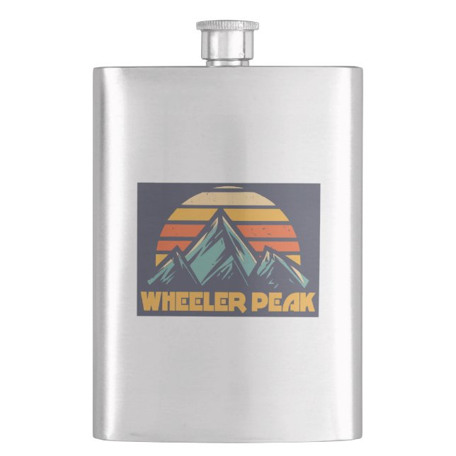 Wheeler Peak New Mexico Retro Turquoise Hip Flask (Front)