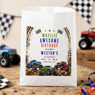 Wheelie Awesome Monster Truck 4Th Birthday boy Favour Bags