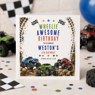 Wheelie Awesome Monster Truck 4Th Birthday boy  Napkin
