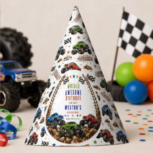 Wheelie Awesome Monster Truck 4Th Birthday boy Party Hat