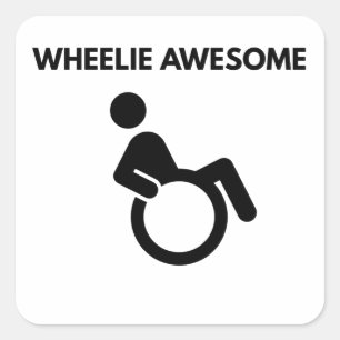 Wheelie Awesome Wheelchair Square Sticker