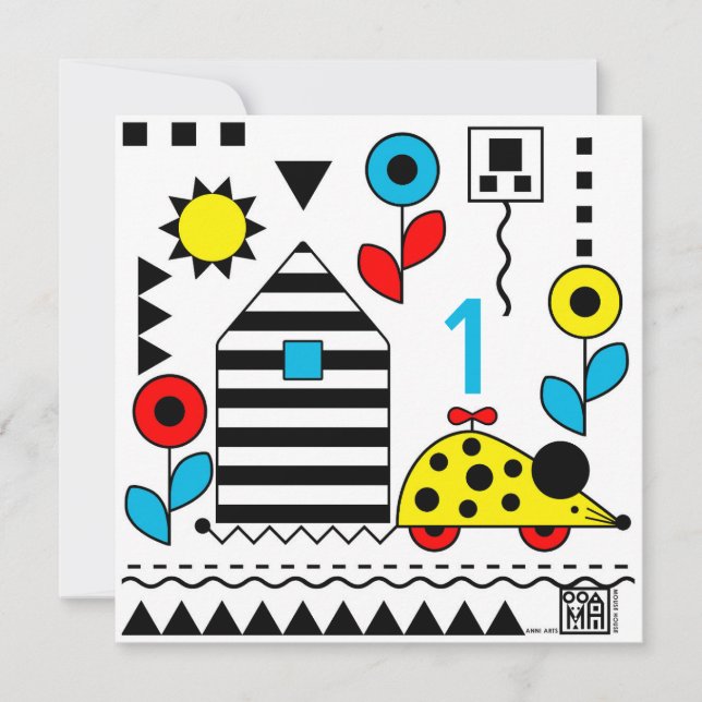 Wheelie Mouse and House Card - personalise (Front)