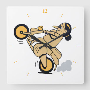 Wheelie Square Wall Clock