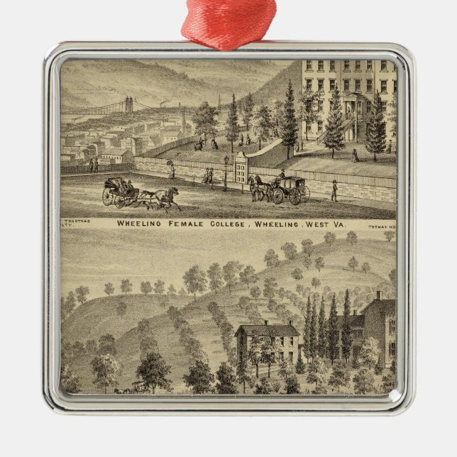 Wheeling Female College, Wheeling Metal Tree Decoration (Front)