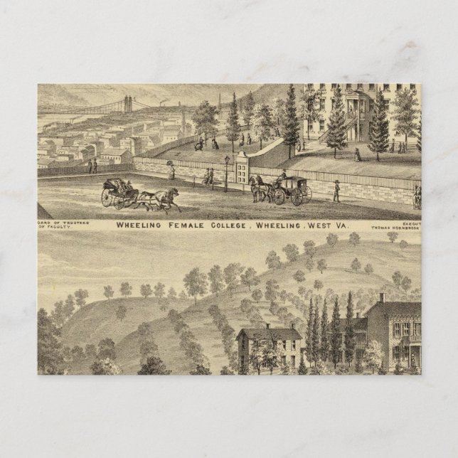 Wheeling Female College, Wheeling Postcard (Front)