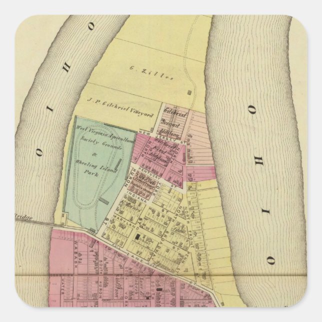 Wheeling Island Square Sticker (Front)