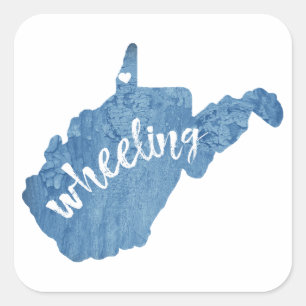 Wheeling West Virginia Wood Grain Square Sticker
