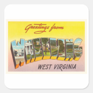 Wheeling West Virginia WV Vintage Travel Postcard- Square Sticker