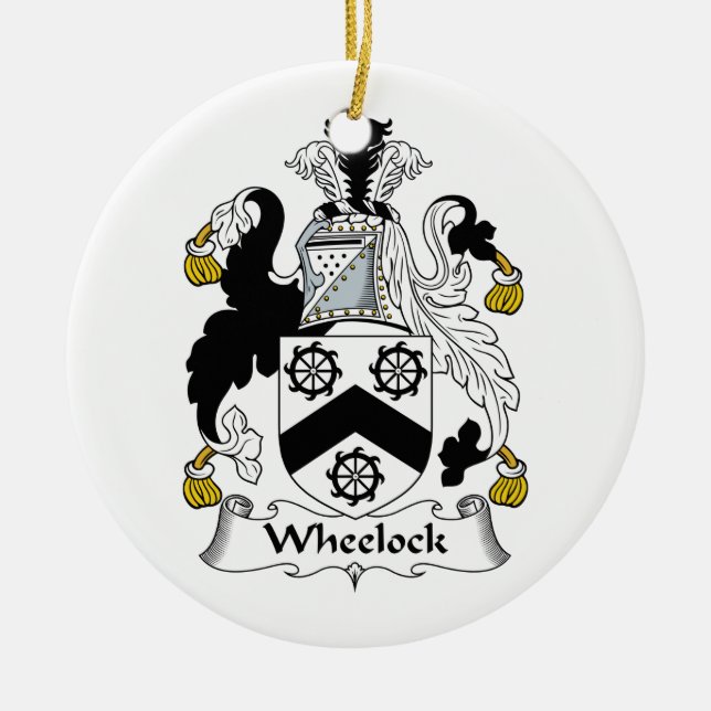 Wheelock Family Crest Ceramic Tree Decoration (Front)