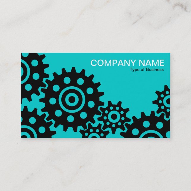 Wheels of Industry - Aqua Business Card (Front)