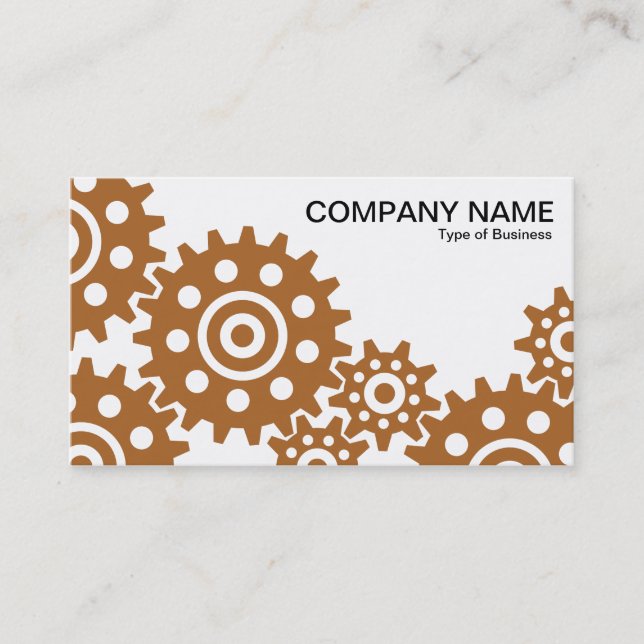 Wheels of Industry - Brown and White Business Card (Front)