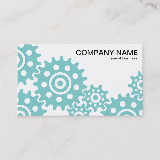 Wheels of Industry - Lt Blue Green and White Business Card (Front)