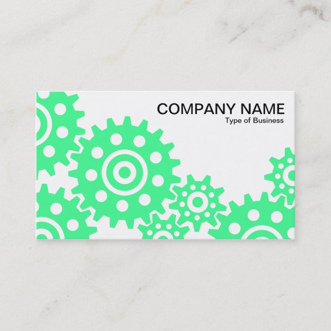 Wheels of Industry - Mint Green and White Business Card (Front)