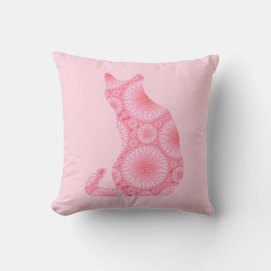 "Wheels of Light" Cat - coral pink Cushion