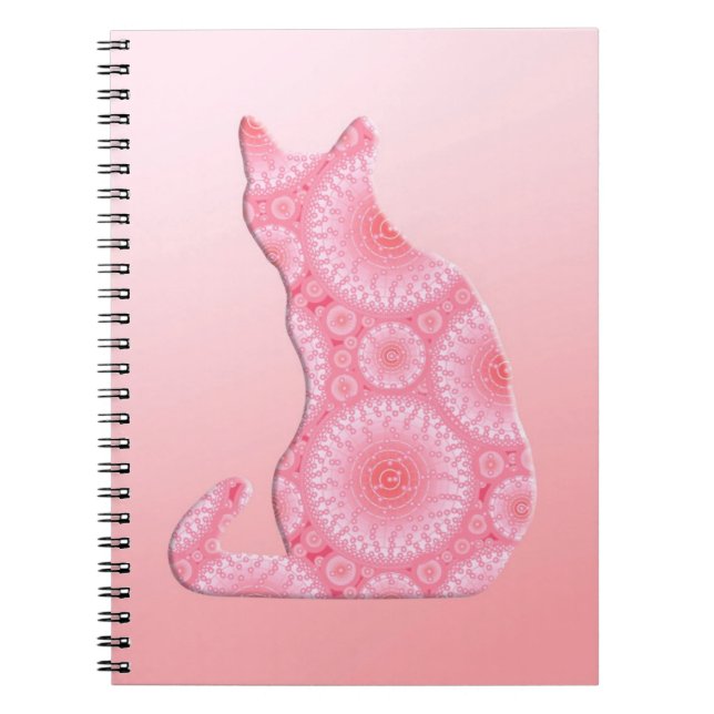 "Wheels of Light" Cat - coral pink Notebook (Front)