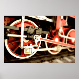 Wheels of steam locomotive poster