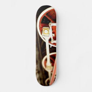 Wheels of steam locomotive skateboard